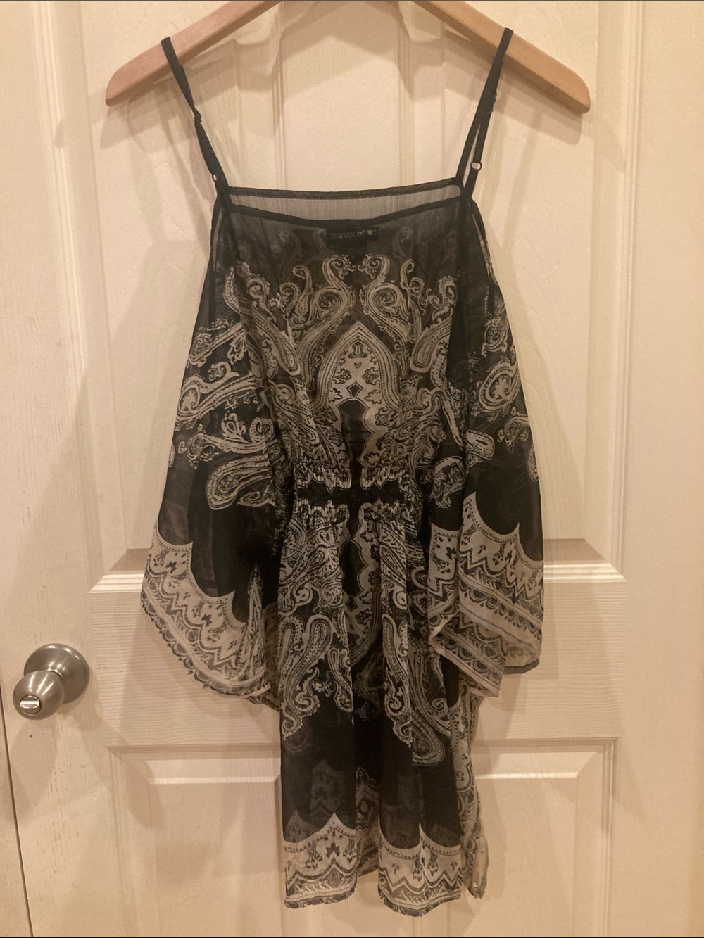 Black Paisley Sheer Camisole Top